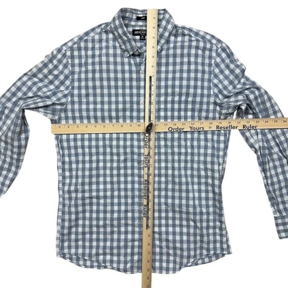 J.‎ Crew Mercantile Men's Slim Flex Casual Plaid Shirt Blue Medium Long Sleeve